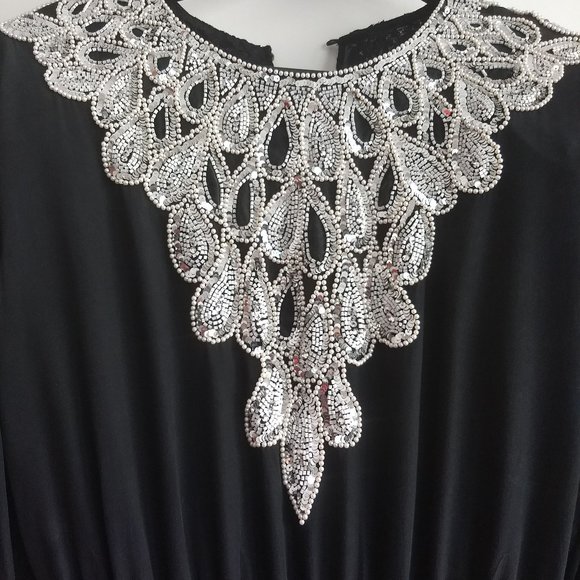 vintage 80s stunning elegant silk cocktail dress sequin🎈HOST PICK🎈 - Picture 2 of 14